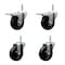 Service Caster 4 Inch Soft Rubber Swivel 34 Inch Threaded Stem Caster Set 2 Total Lock Brakes SCC-TSTTL20S414-SRS-34212-2-S-2 - alternate 1
